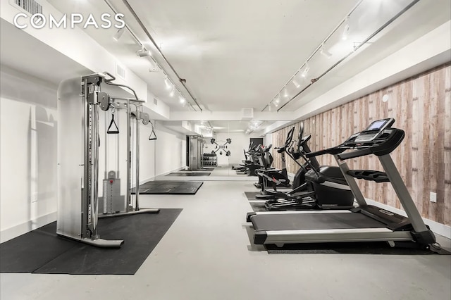 1325 Herkimer St Unit 302, New York City, NY 11233 - workout area with rail lighting