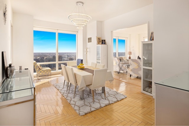 dining room featuring a notable chandelier