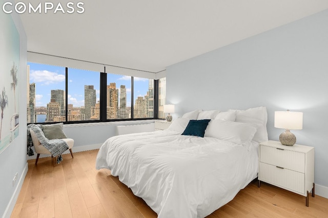 bedroom with light hardwood / wood-style floors