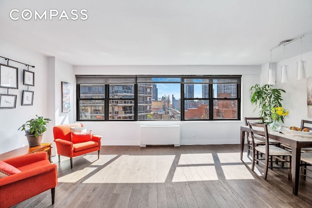 interior space with hardwood / wood-style floors