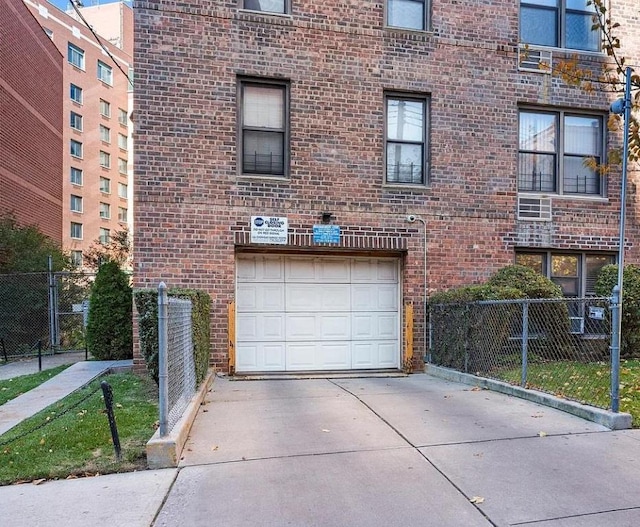 exterior space with a garage