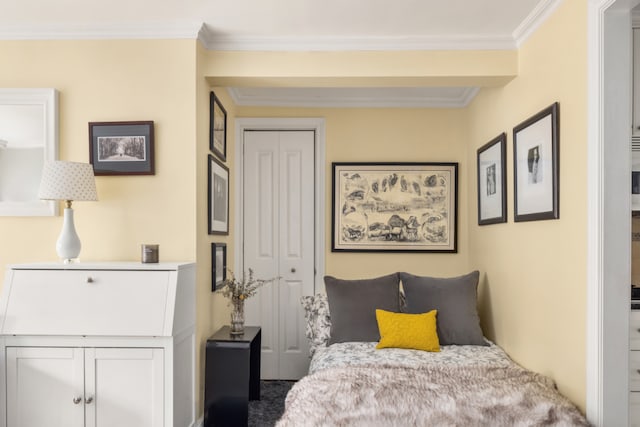 bedroom with ornamental molding