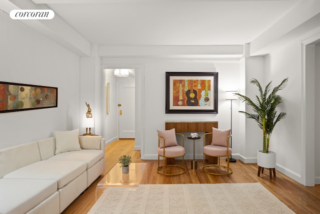 living room with light wood-type flooring