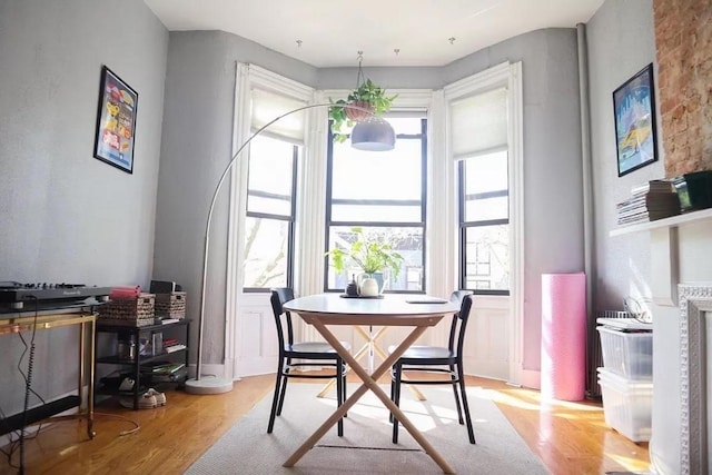 dining space featuring light hardwood / wood-style floors