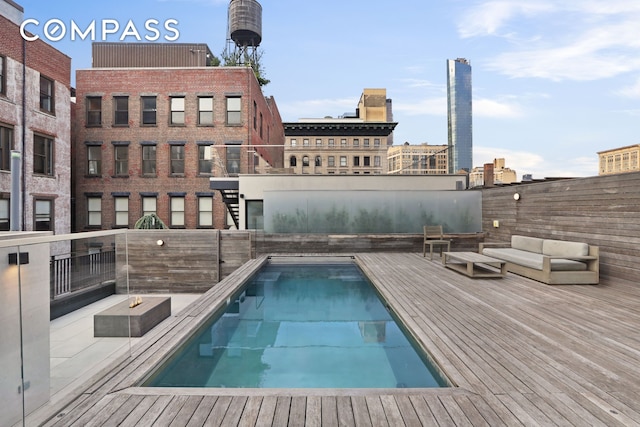 view of pool with an outdoor hangout area