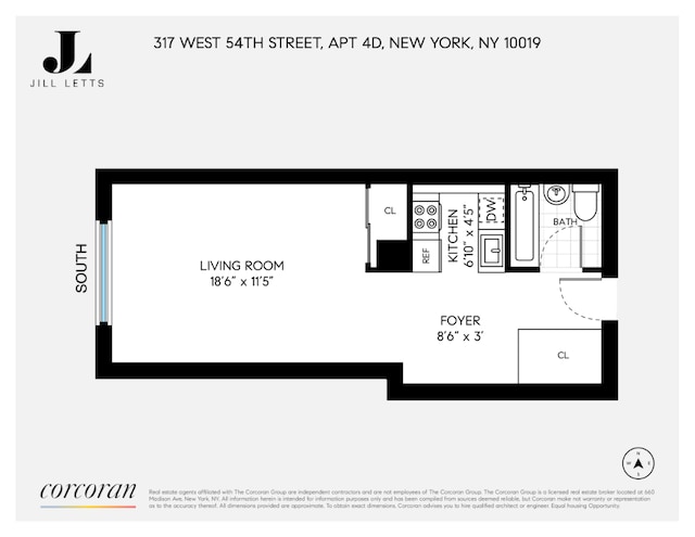 317 W 54th St Unit 4D, New York City NY, 10019, 1 bath condo for sale