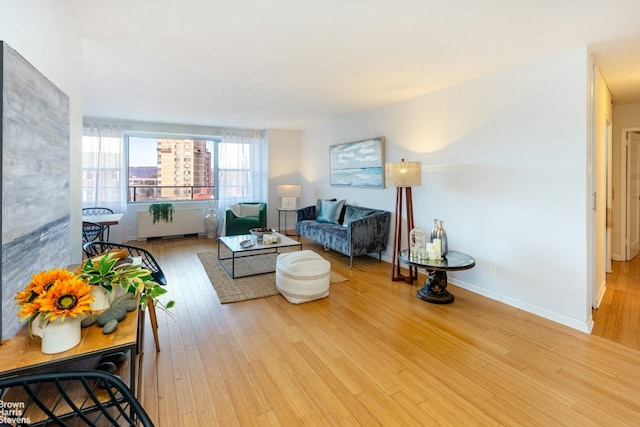 living room with light wood-type flooring