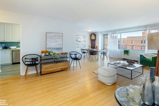 living room with light wood-type flooring