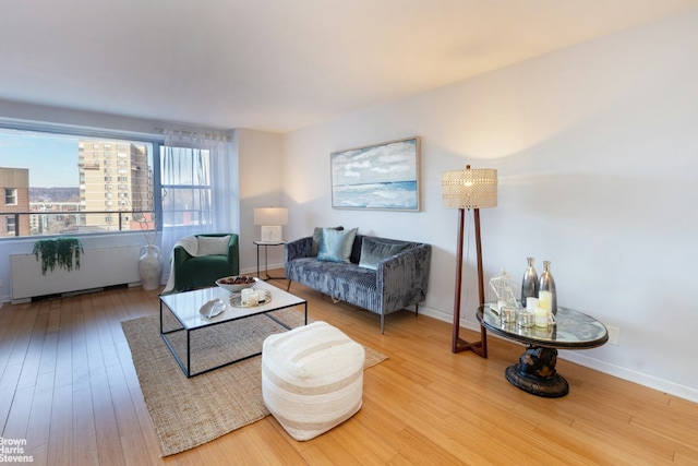 living room with hardwood / wood-style flooring