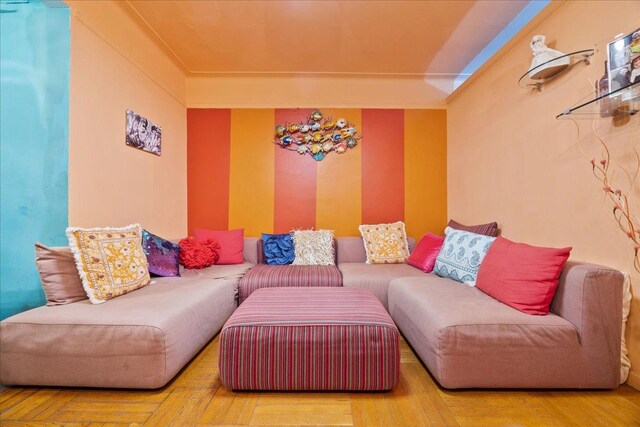 living room with hardwood / wood-style flooring