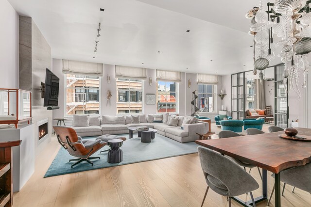 dining area with light hardwood / wood-style flooring