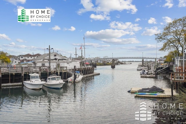 view of dock featuring a water view