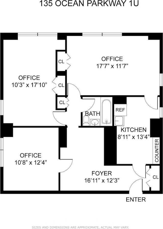 135 Ocean Pkwy Unit 1U, New York City, NY 11218 - property floor plan
