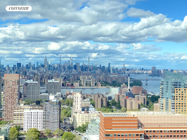 property's view of city with a water view