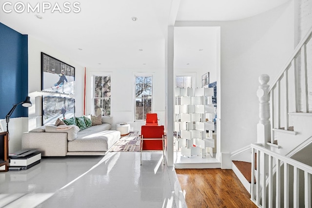 living room with hardwood / wood-style floors