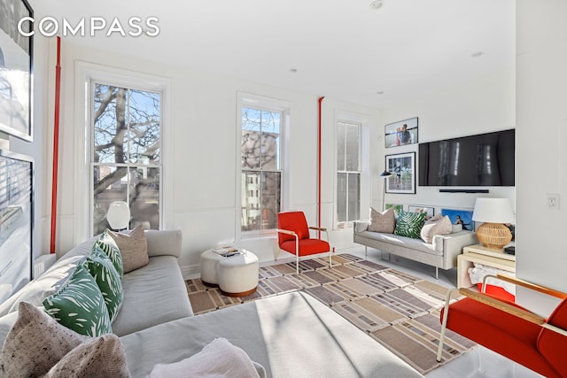 living room with wood finished floors