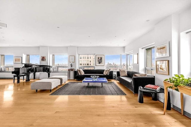 living room featuring light wood-type flooring