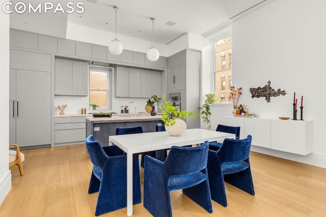 dining room featuring light hardwood / wood-style floors and a wealth of natural light