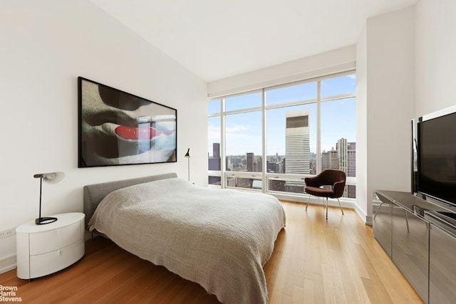 bedroom featuring light wood-type flooring