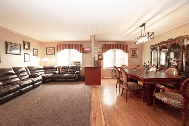 living room featuring plenty of natural light and hardwood / wood-style floors