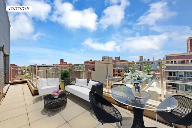 21-17 31st Ave Phe, Phe, New York City, NY 11106 - view of patio featuring an outdoor living space, a view of city, and a balcony