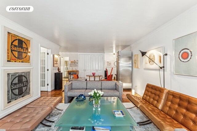 225 E 57th St Unit 7G, New York City, NY 10022 - living room with ornamental molding