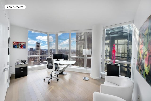 home office featuring a healthy amount of sunlight and floor to ceiling windows