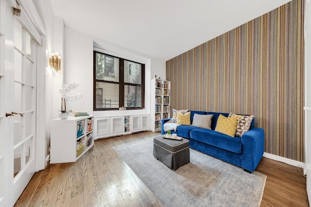 living area with light wood-type flooring