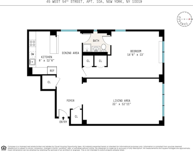 45 W 54th St Unit 10A, New York City, NY 10019 - view of floor plan / room layout