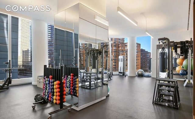 50 W St Unit 14B, New York City, NY 10006 - gym with a city view