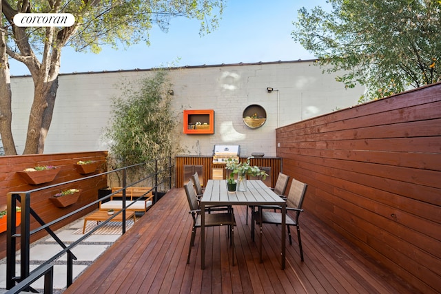 18 Orient Ave, New York City, NY 11211 - wooden deck featuring outdoor dining area and area for grilling