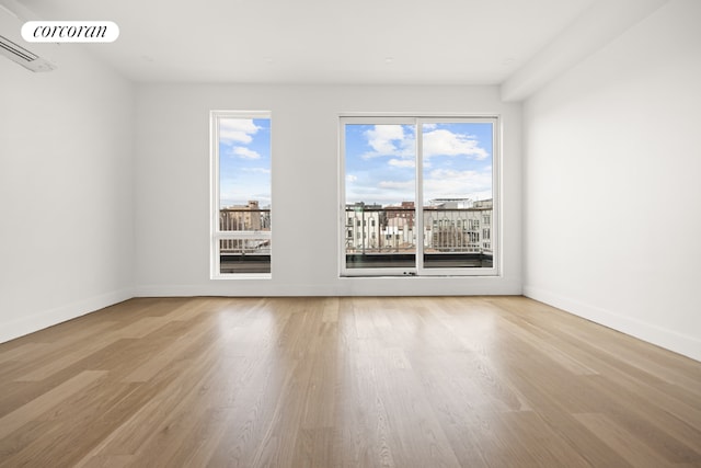 unfurnished room with light hardwood / wood-style floors and a healthy amount of sunlight