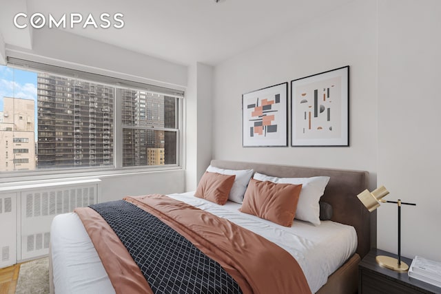 bedroom with radiator heating unit