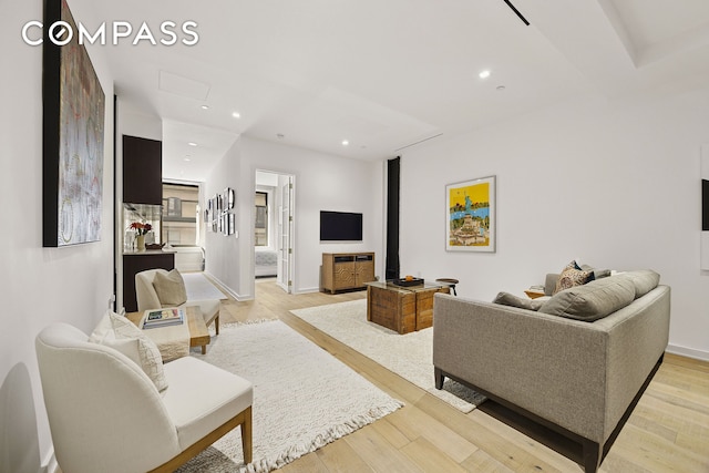 181 Hudson St Unit 2B, New York City, NY 10013 - living room featuring light wood-style flooring and recessed lighting