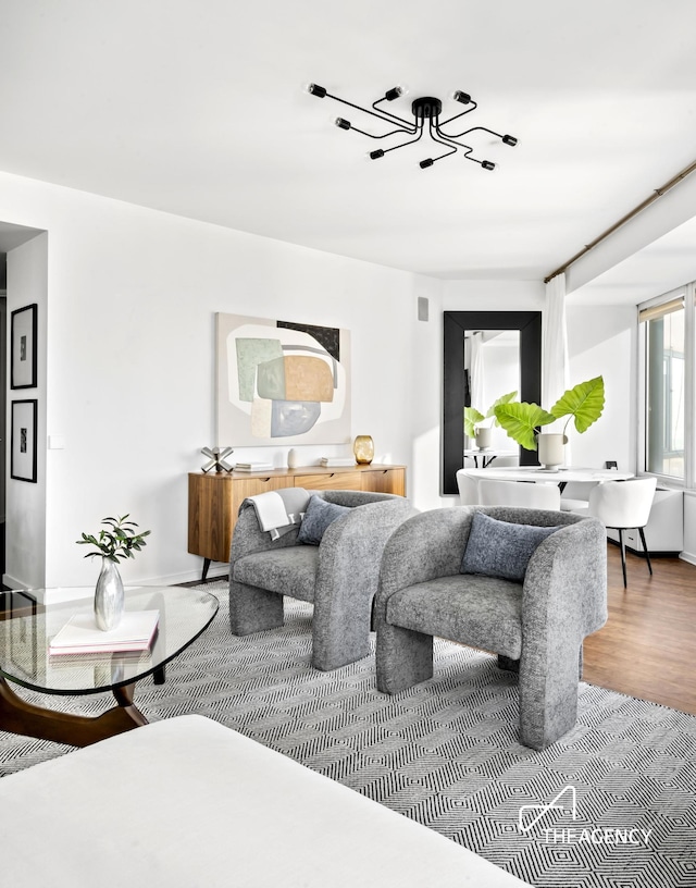 150 W 56th St Unit 5603, New York City, NY 10019 - living area featuring wood finished floors