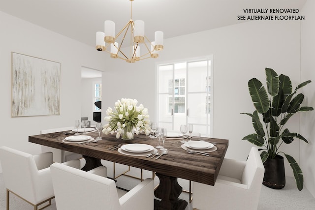 dining room featuring a chandelier