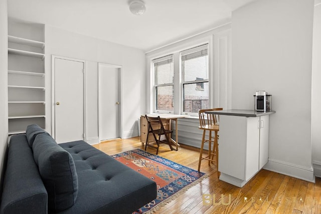 interior space with light hardwood / wood-style flooring