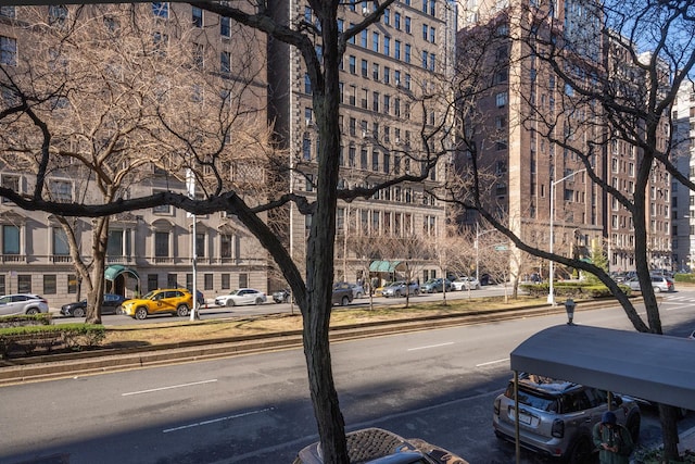 view of street featuring curbs, street lighting, and sidewalks