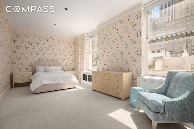 1 E 62nd St Ph, Ph, New York City, NY 10065 - carpeted bedroom featuring wallpapered walls