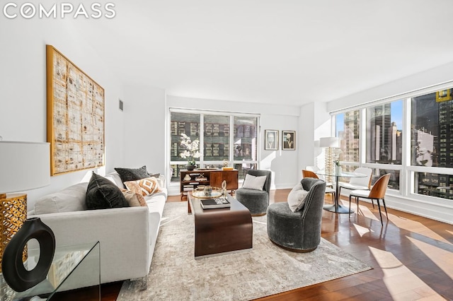 living room with hardwood / wood-style floors