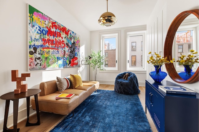 sitting room featuring wood finished floors and baseboards