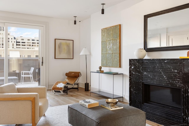 living area with light wood-style flooring