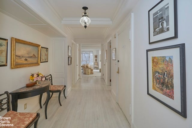 2 Beekman Pl Unit 4Abg, New York City, NY 10022 - hallway featuring light wood-style floors and ornamental molding