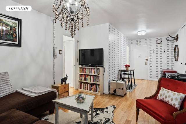 living room with hardwood / wood-style flooring