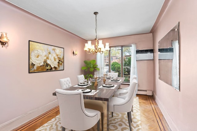 283 Bay 14th St, New York City, NY 11214 - dining space with a chandelier and a baseboard radiator
