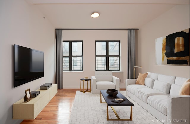 living room featuring light wood-style floors