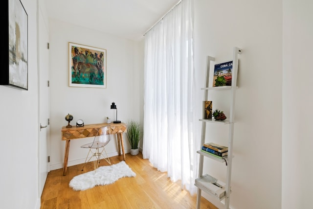 interior space with light hardwood / wood-style flooring