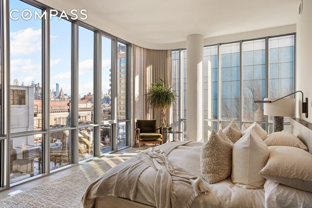 bedroom with expansive windows