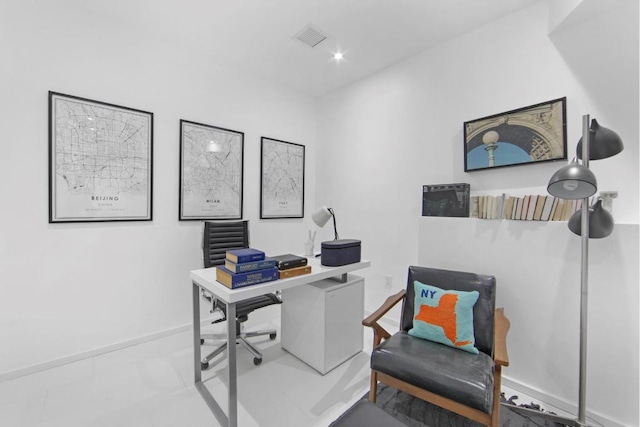 office space featuring light tile patterned floors