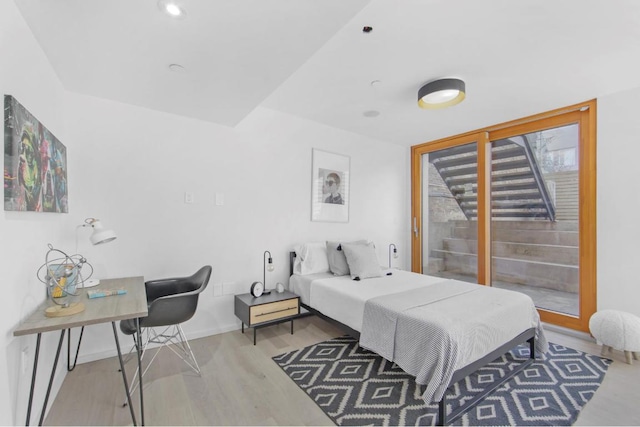 bedroom featuring light hardwood / wood-style flooring